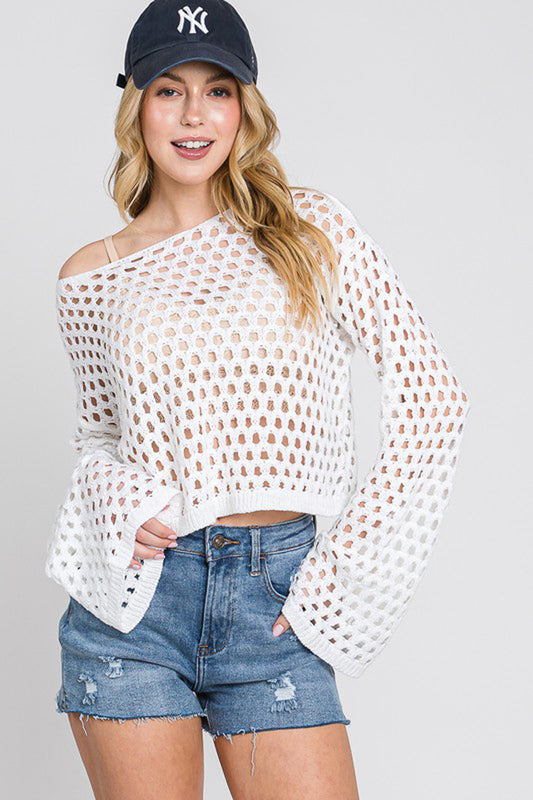 Crochet Long Sleeve Crop Top