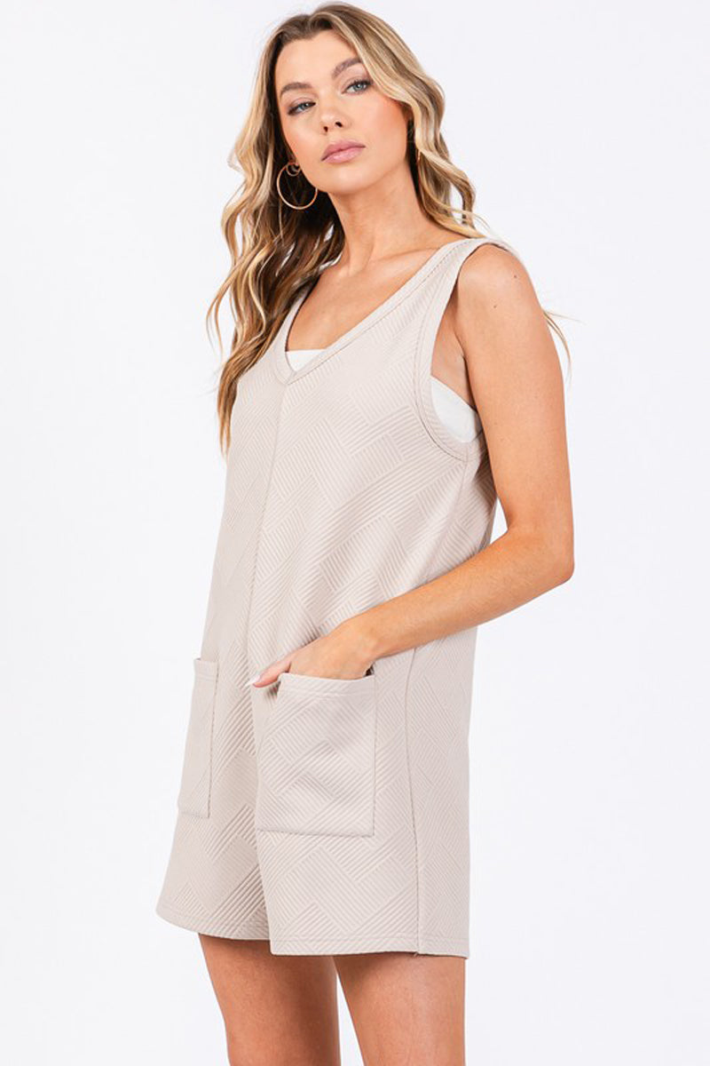 Textured Knit Overall Romper