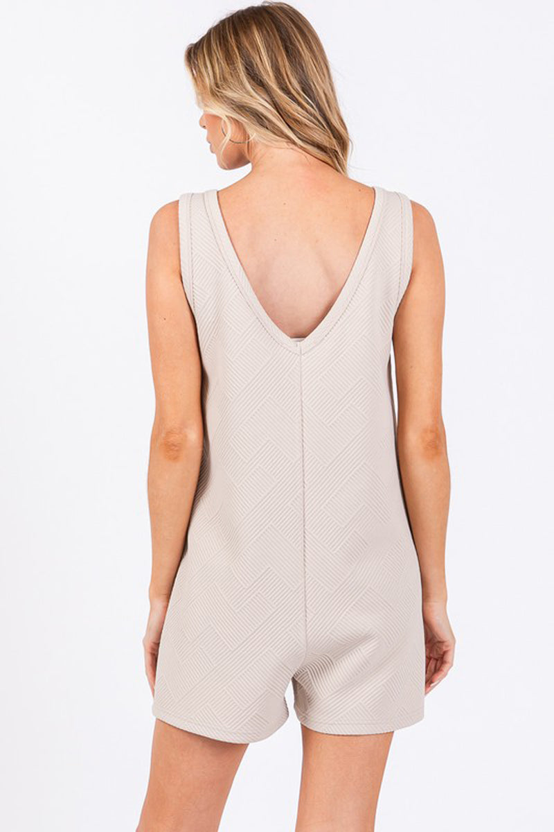 Textured Knit Overall Romper