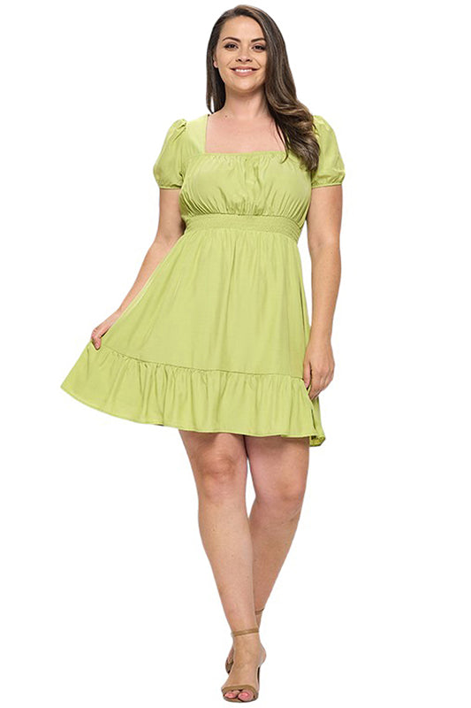 Square Neck A-Line Mini Dress Plus Size