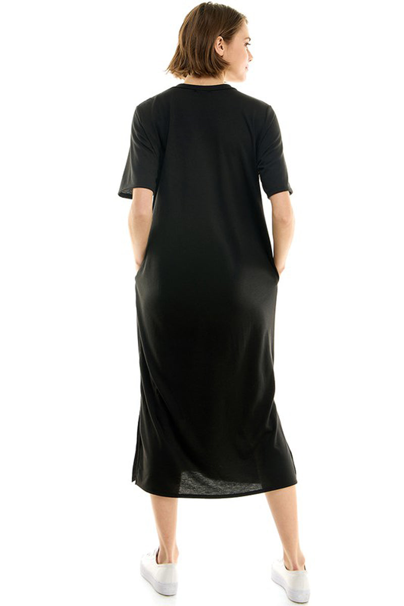 French Terry T-Shirt Dress with Slits