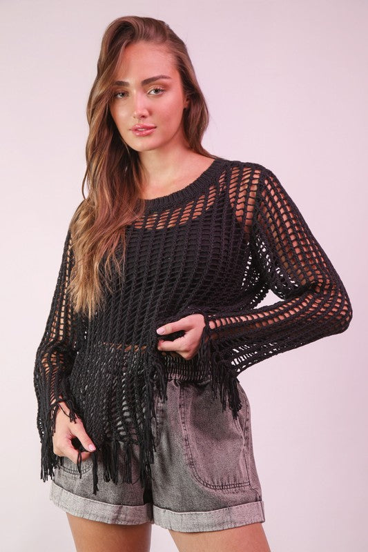 Oversized Net Summer Crochet Knit Sweater Top