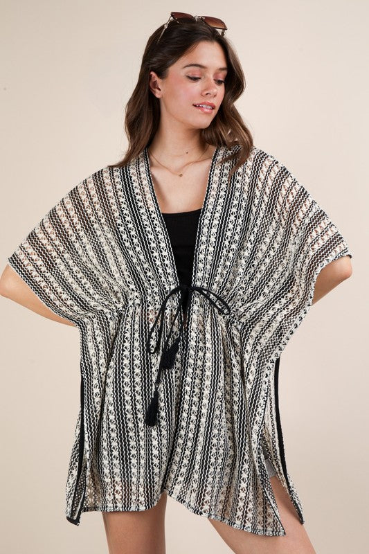 Striped Poncho Boho Cardigan