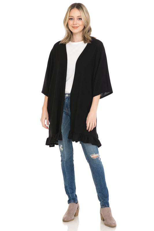 Ruffle Trimmed Cardigan Regular One Size