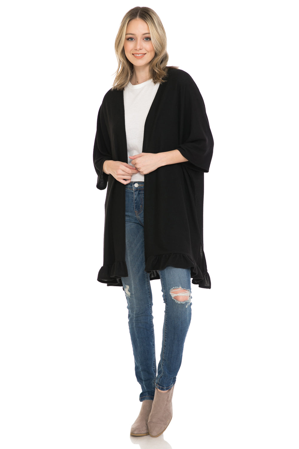 Ruffle Trimmed Cardigan Regular One Size