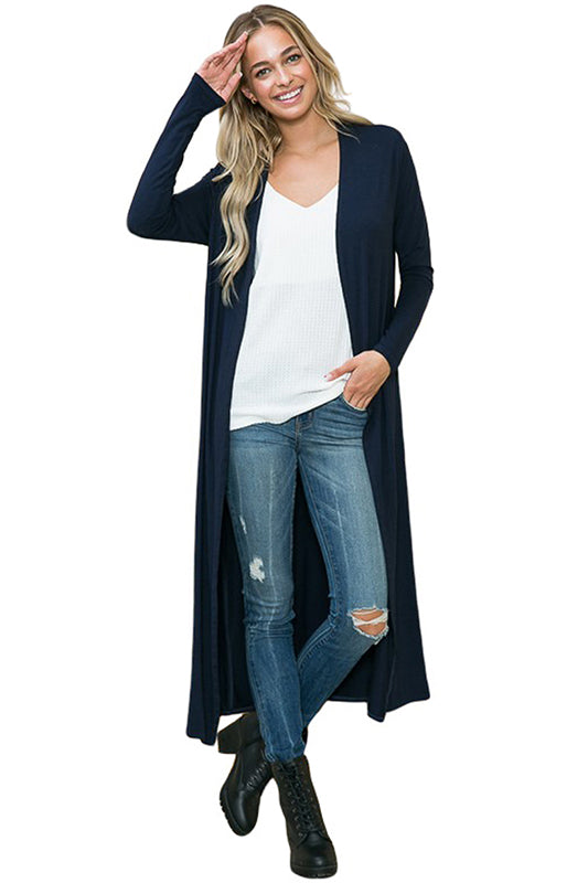 Long Sleeve Solid Maxi Cardigan