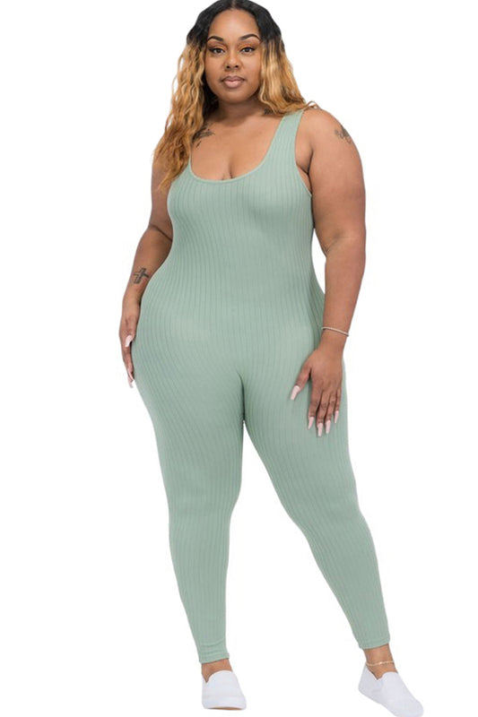 Women's Scoop Neck Bodycon Jumpsuit Plus Size