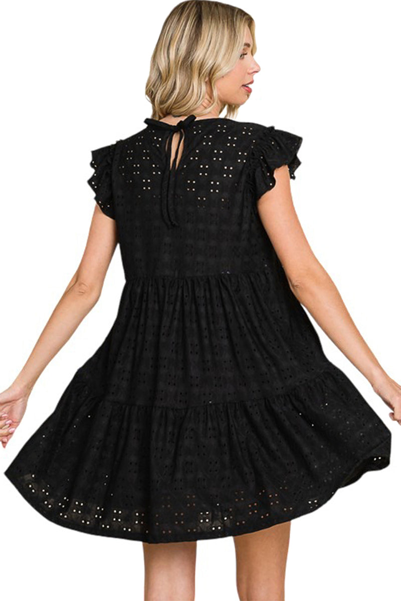 Babydoll Eyelet Mini Dress