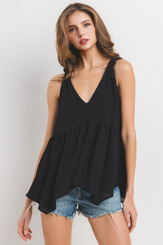 V-Neck Textured Sleeveless Top