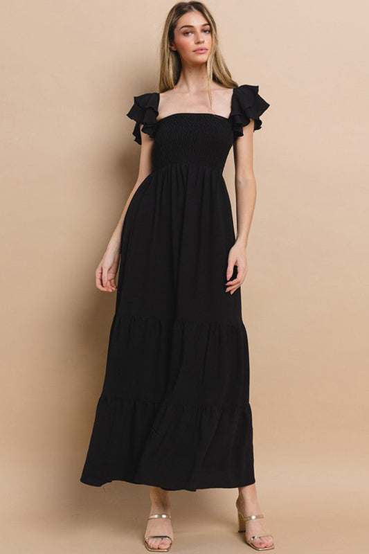 Flared Sleeve Long Tiere Maxi Dress