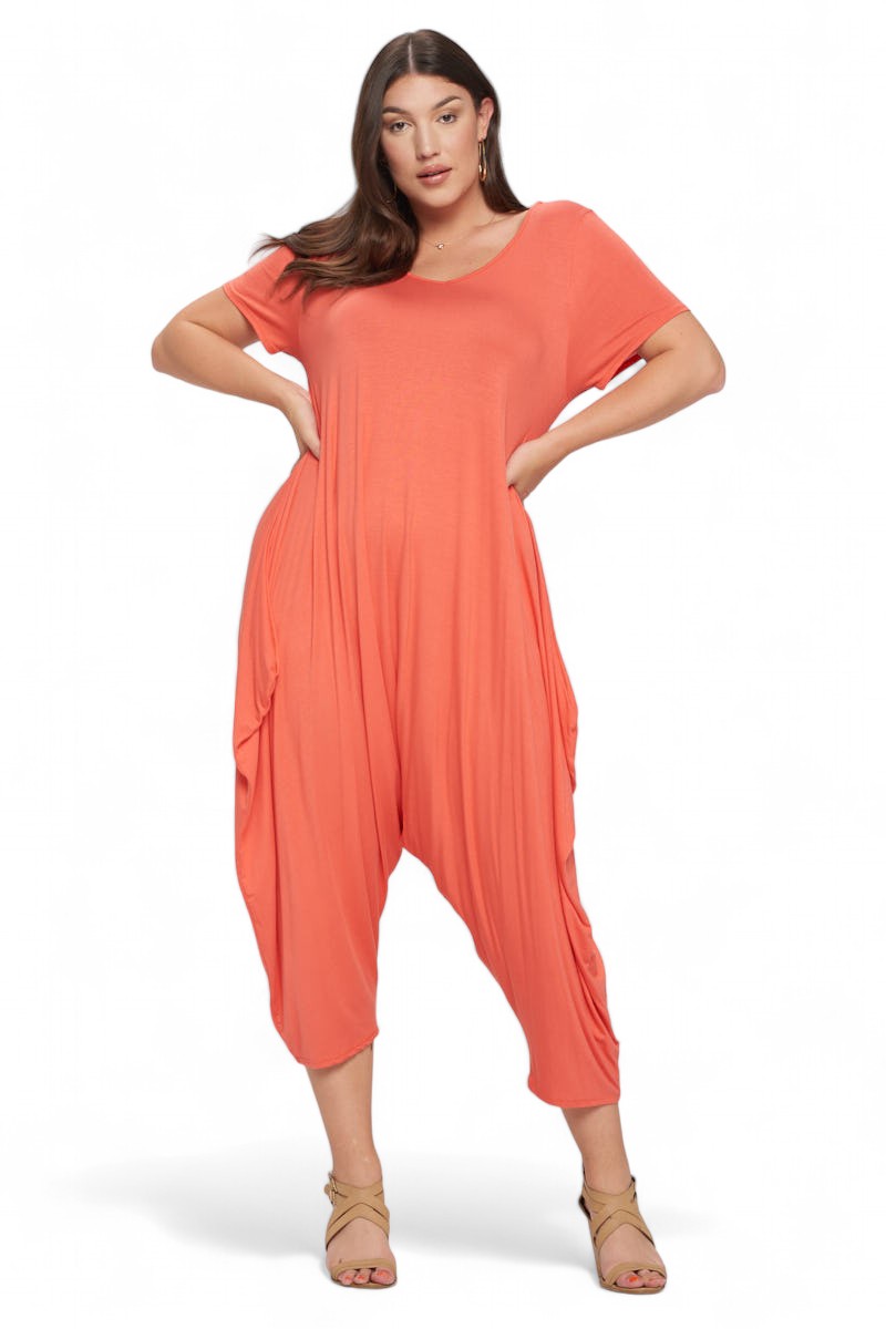 Short Sleeve Harem Jumpsuit Plus Size