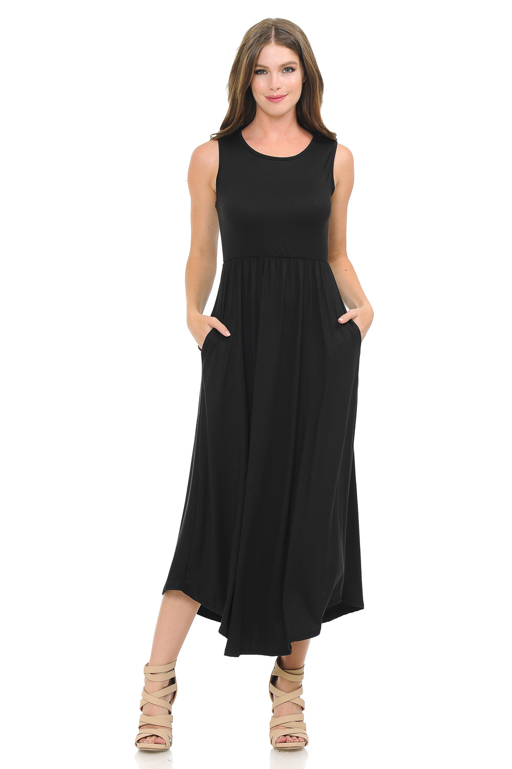 Sleeveless Long Dress with Pockets