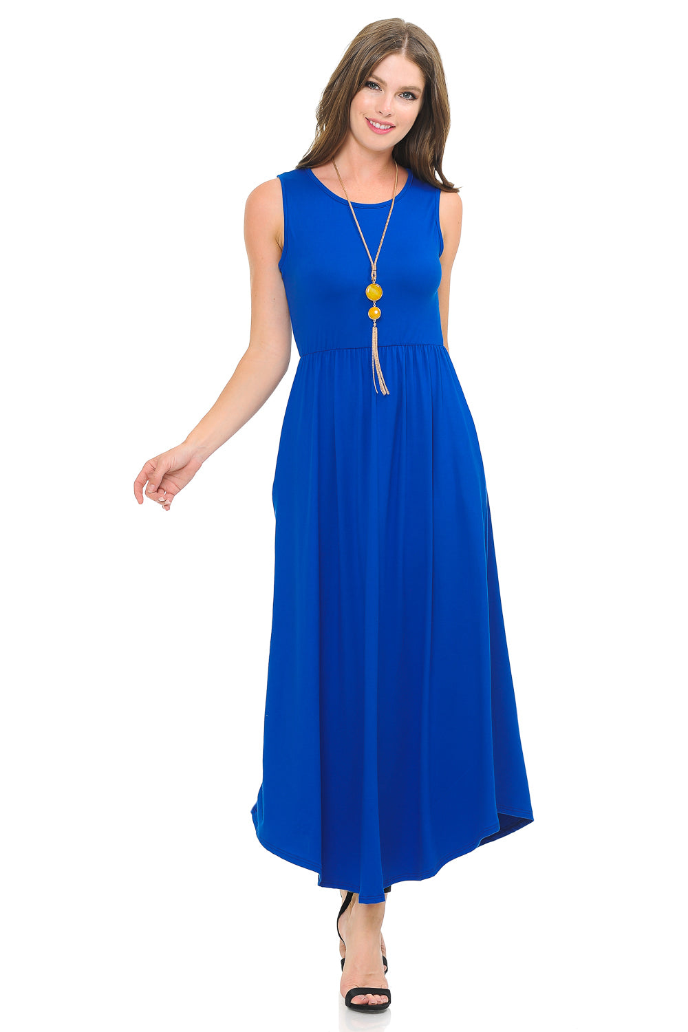 Sleeveless Long Dress with Pockets