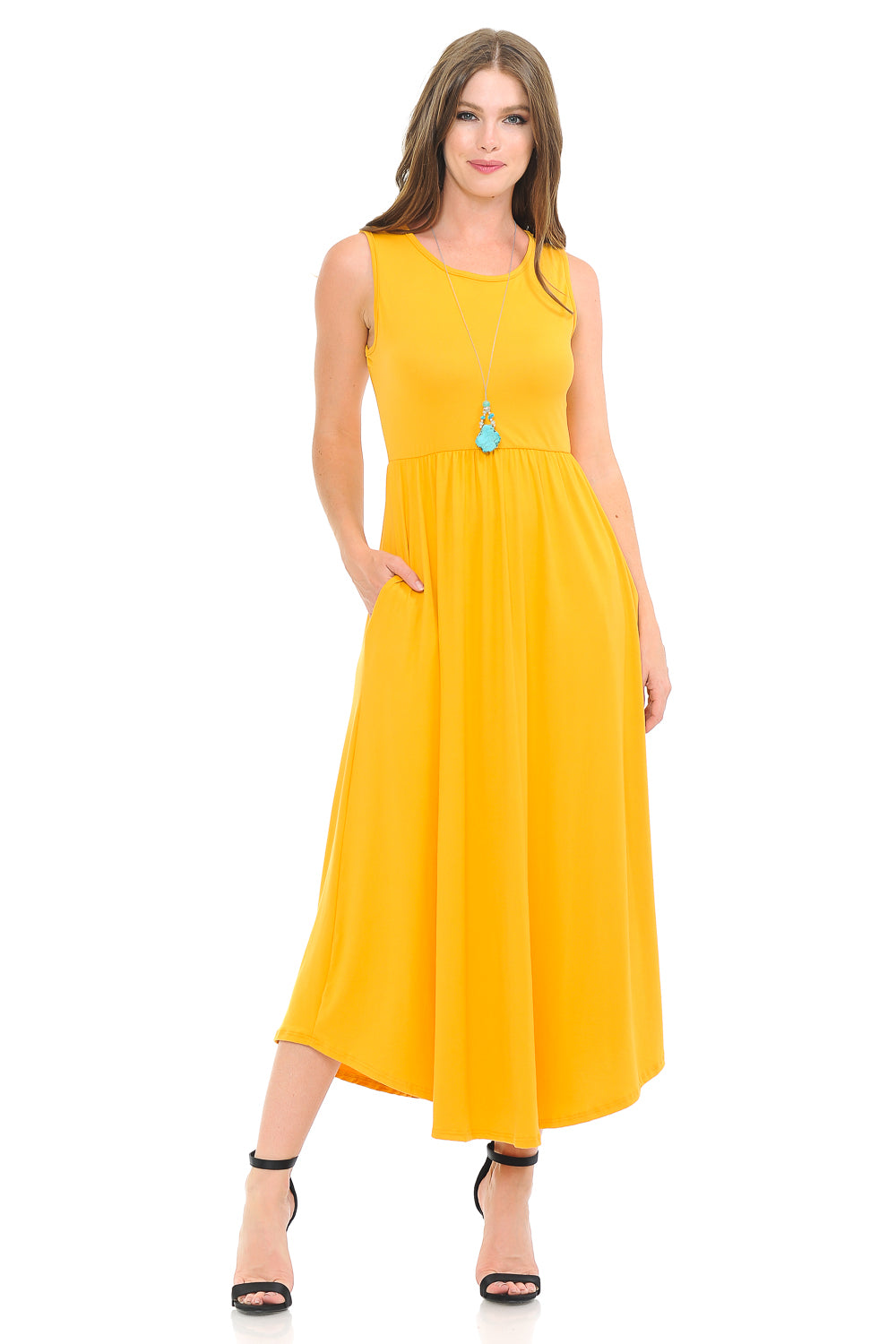 Sleeveless Long Dress with Pockets