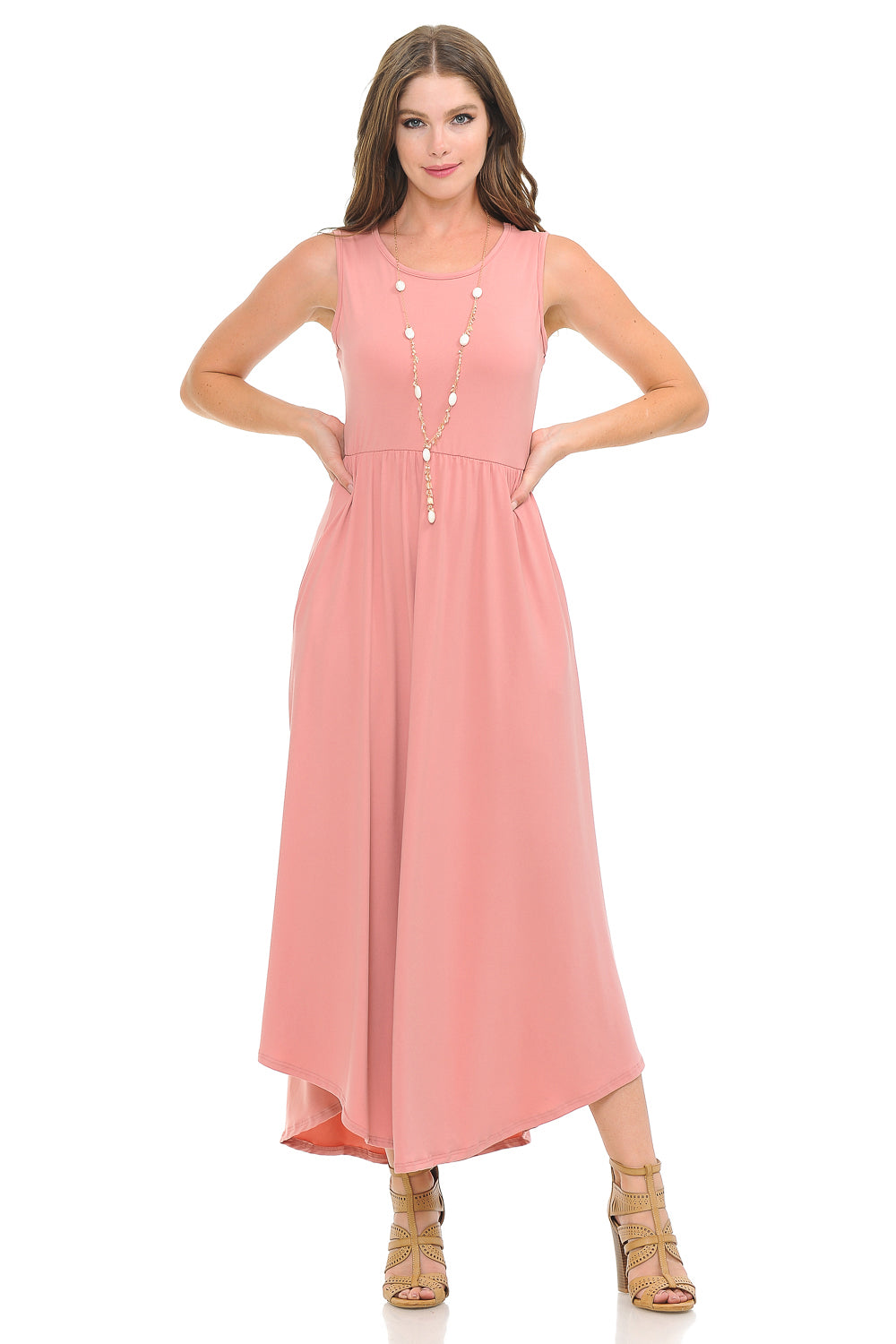 Sleeveless Long Dress with Pockets