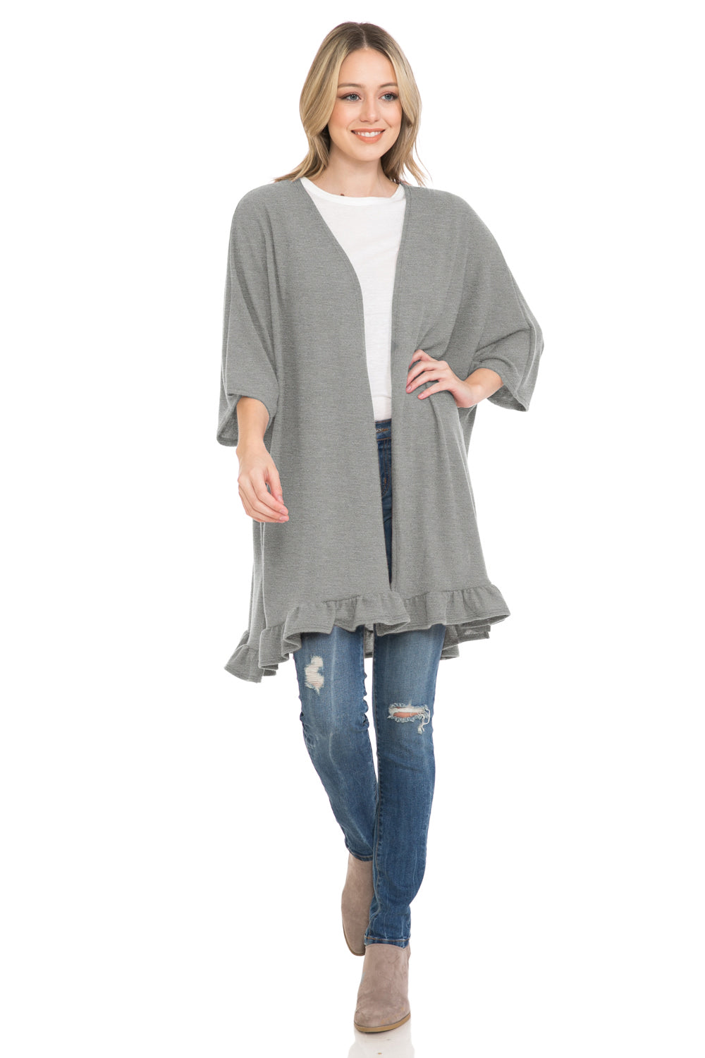 Ruffle Trimmed Cardigan Regular One Size