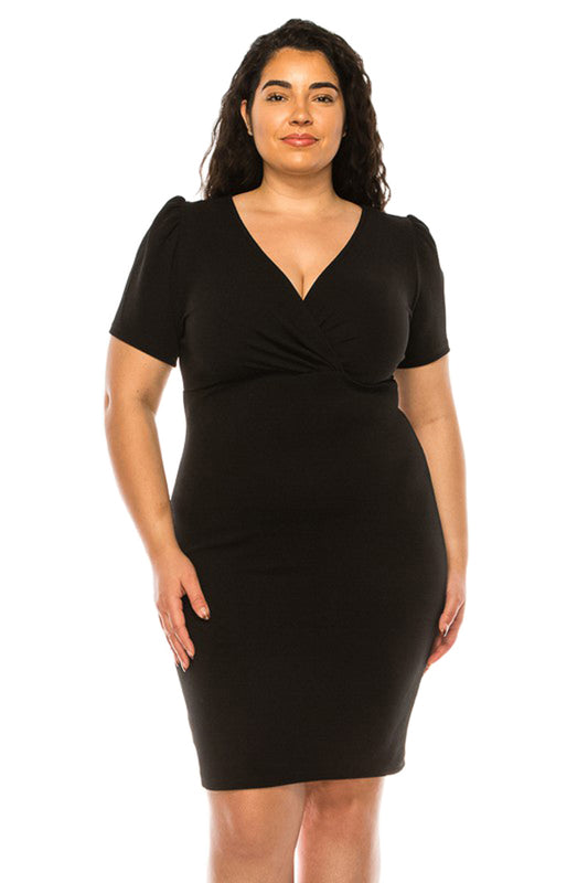 Solid Sheath Wrap Dress Plus Size