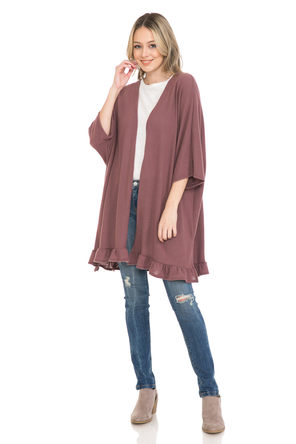 Ruffle Trimmed Cardigan Regular One Size