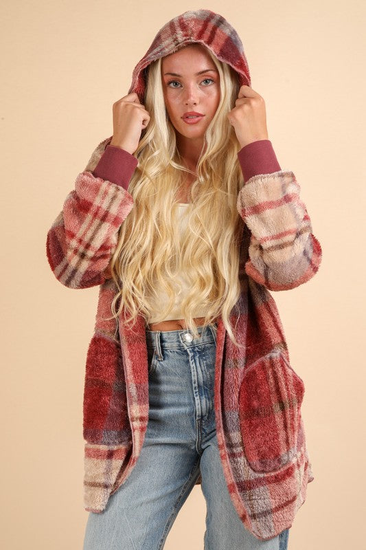 Oversized Faux Fur Lightweight Hooded Printed Jacket