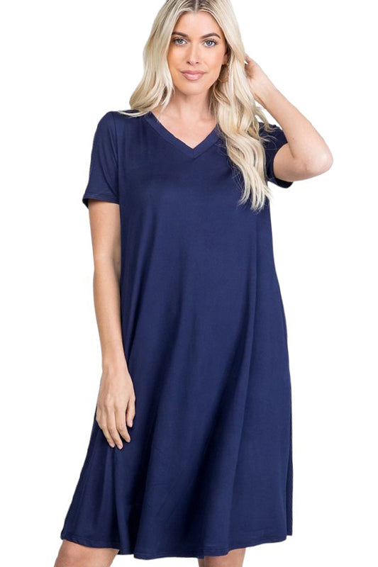 Short Sleeve V-Neck Dress