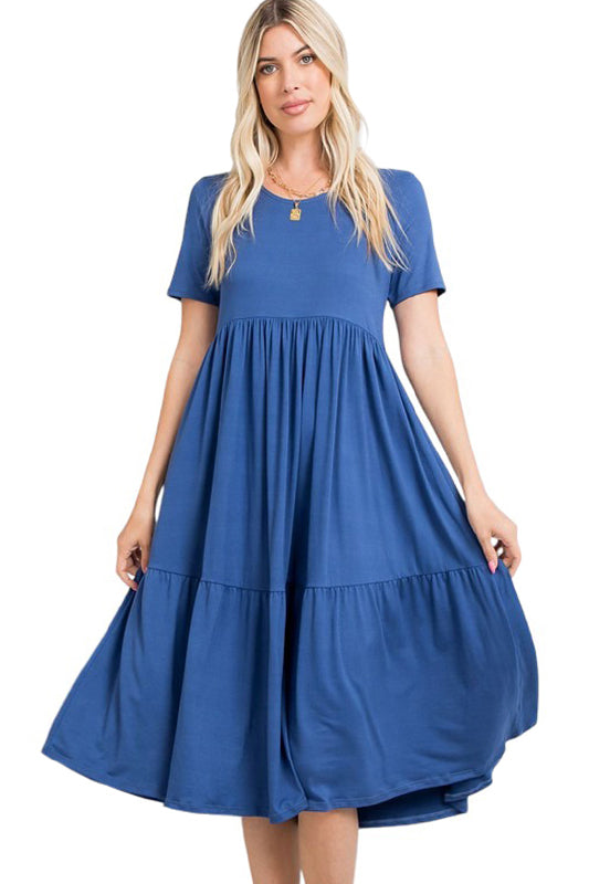 Short Sleeve Tiered Babydoll Dress