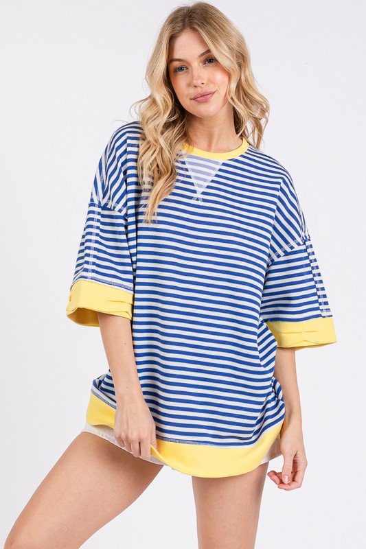 Striped Oversized Short Sleeve Top