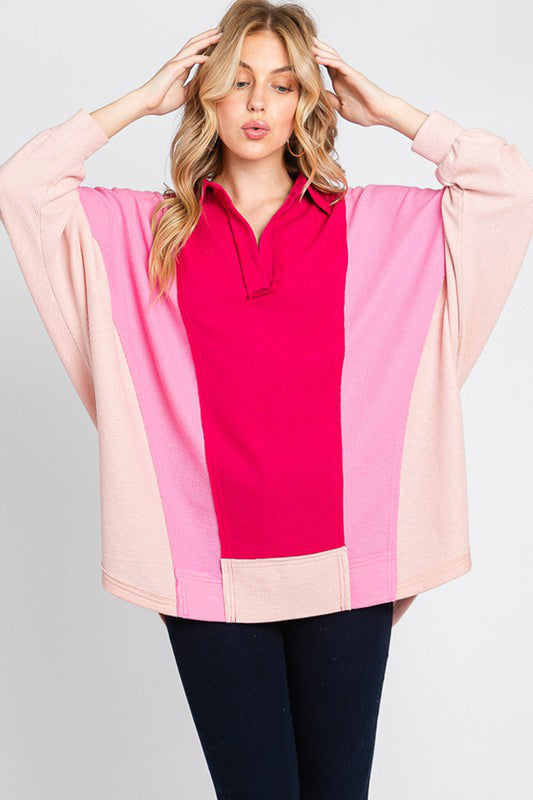 Colorblock Thermal Oversized Top