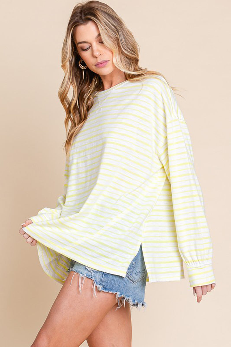 Striped Oversized Bubble Sleeve Top