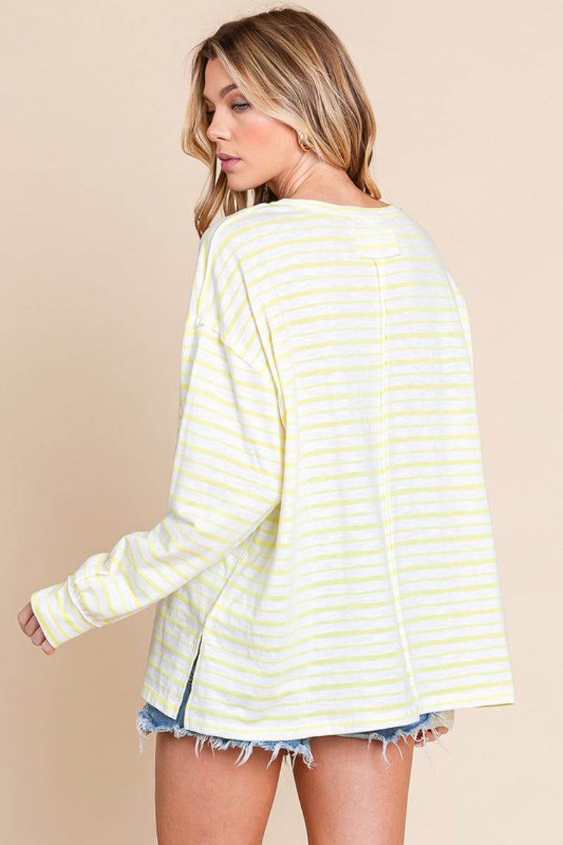 Striped Oversized Bubble Sleeve Top