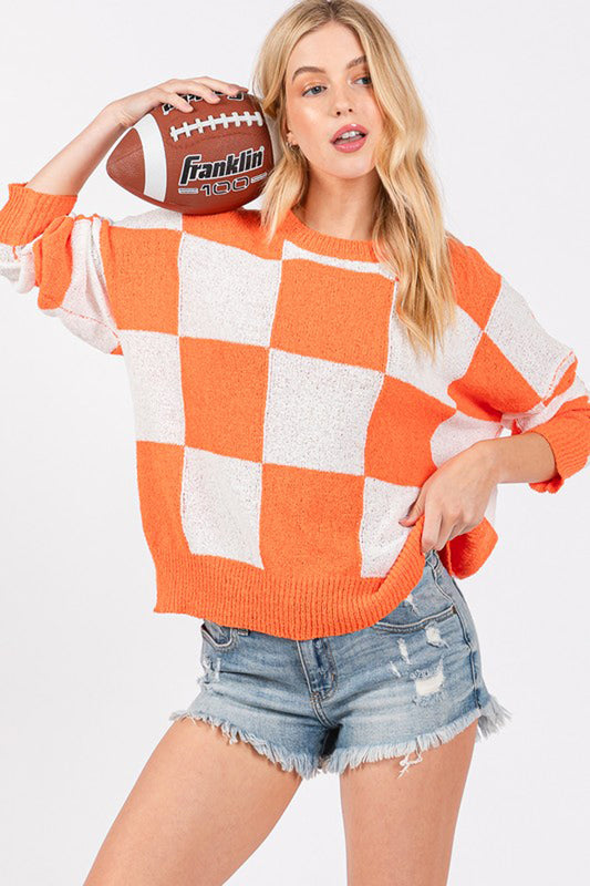 Checkered Sweater Top