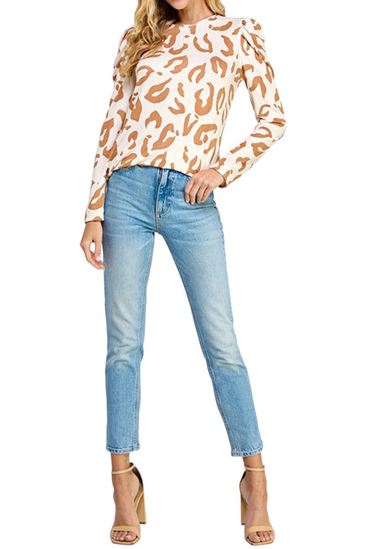 Puff Sleeve Cheetah Print Top