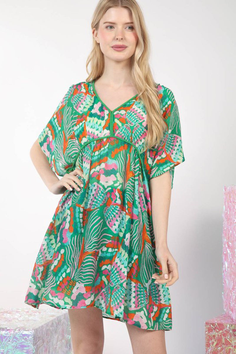 Multi Color Printed Cover-Up Mini Dress