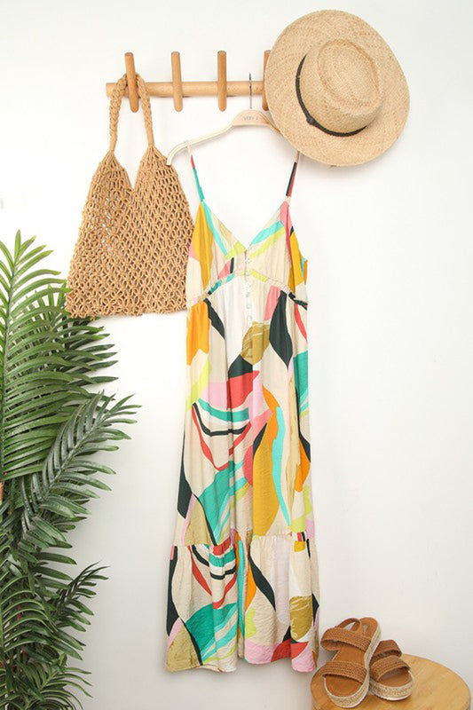 Multi Color Print Midi Dress