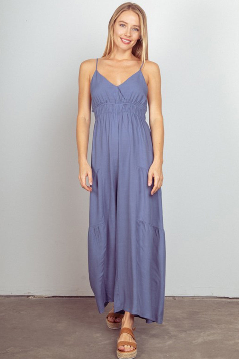 Solid Woven Wide Leg Jumpsuit