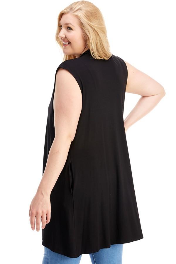 Plus size black outlet sleeveless cardigan