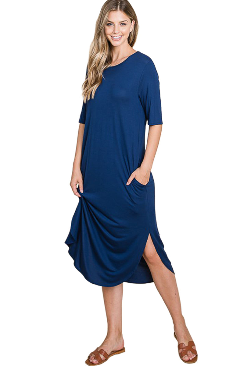 Half Sleeve Midi Dress