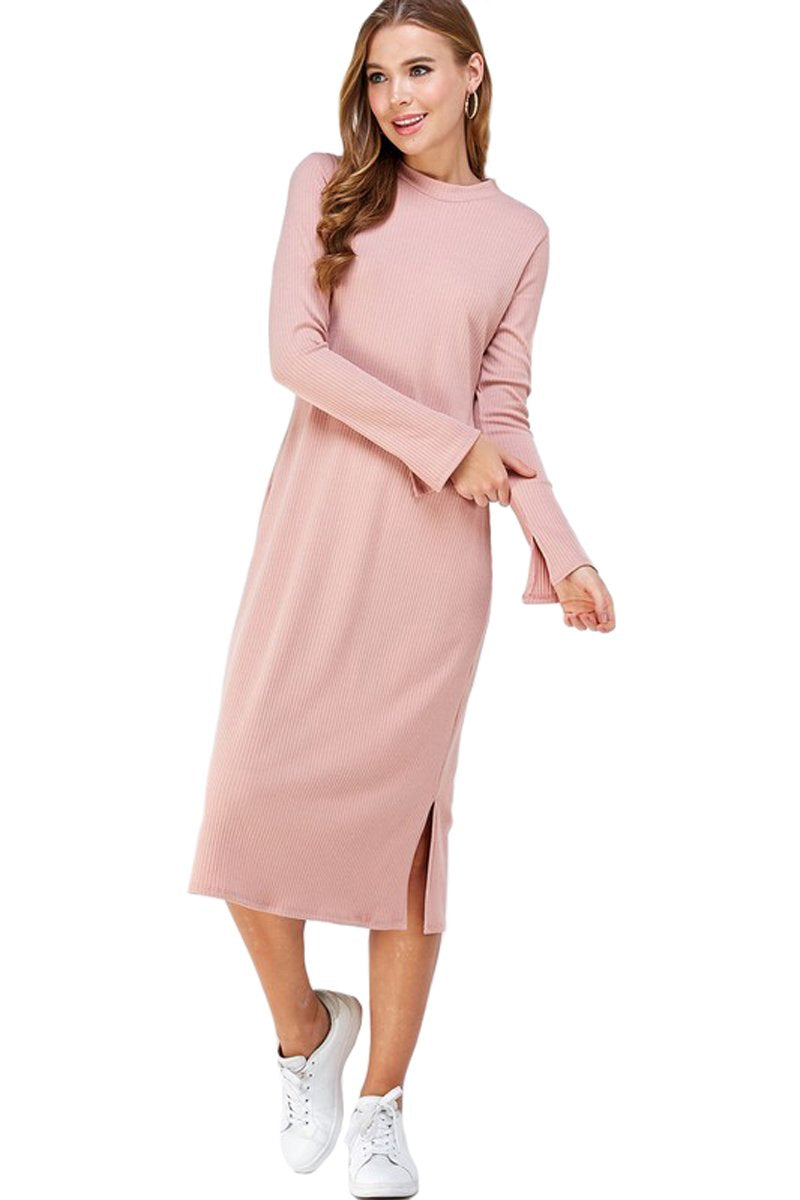 Ribbed Knit Midi Dress